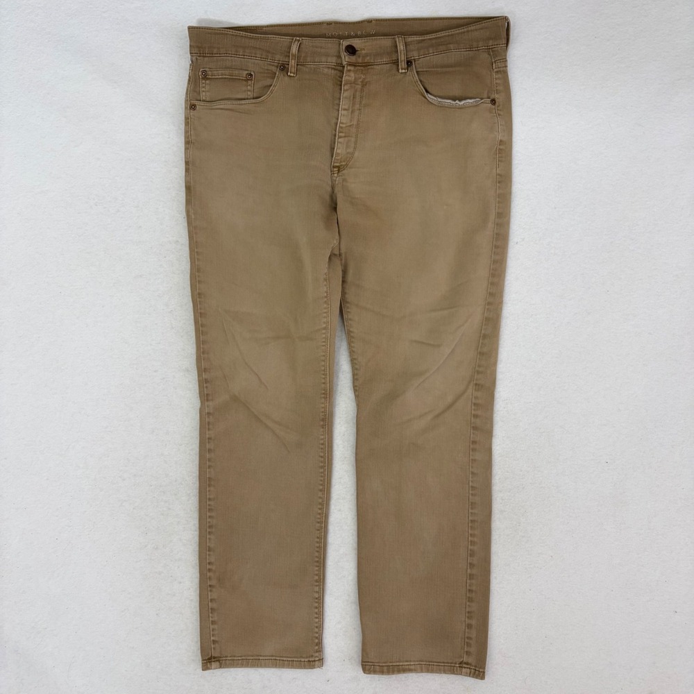 Mott‎ & Bow Mercer Slim Jeans Men 35x29 Khaki Tan Stretch Twill Pants